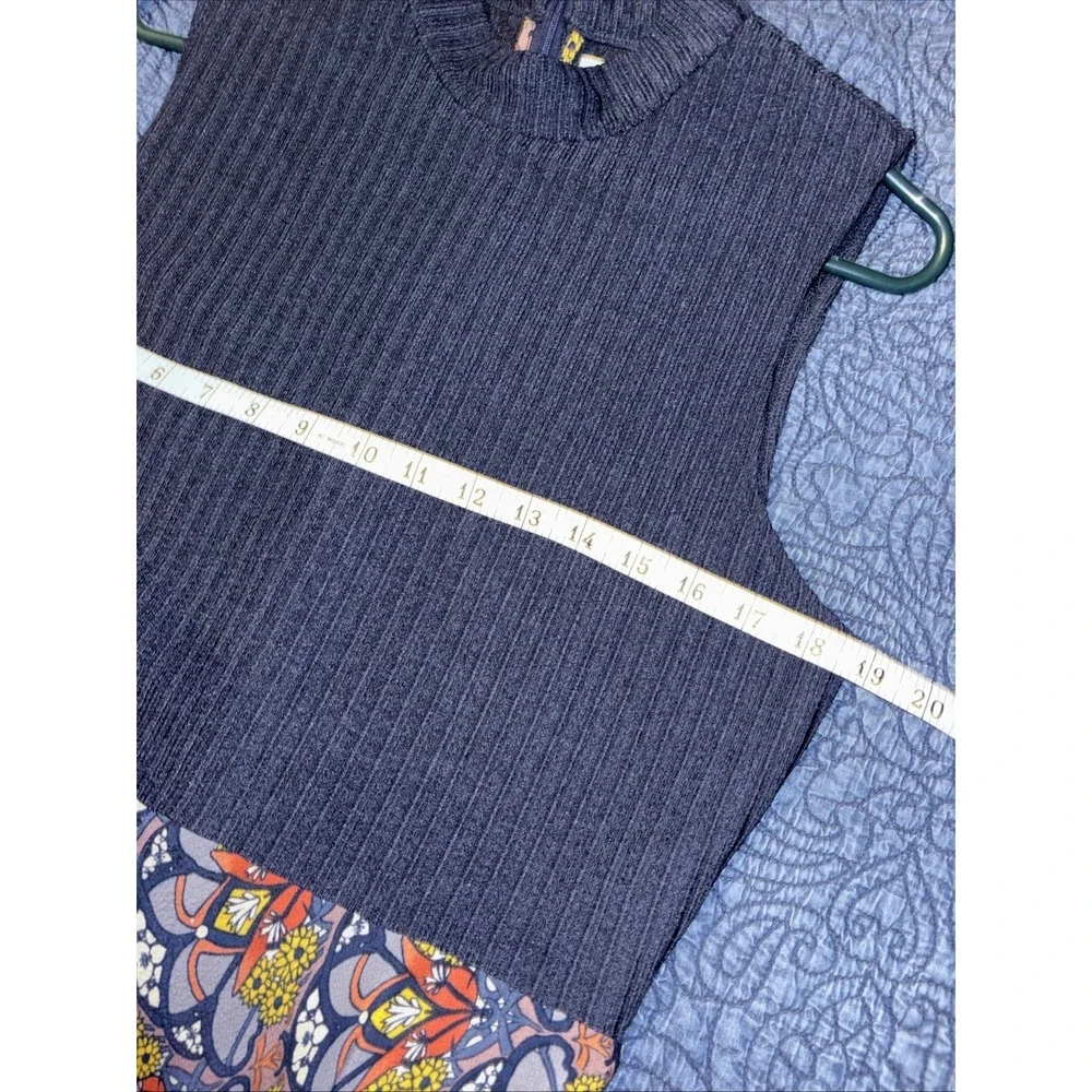 TINY Anthropologie Sophie Dress Sz L Navy Sweater Bodice Rayon Skirt Midi / Maxi - Picture 15 of 16